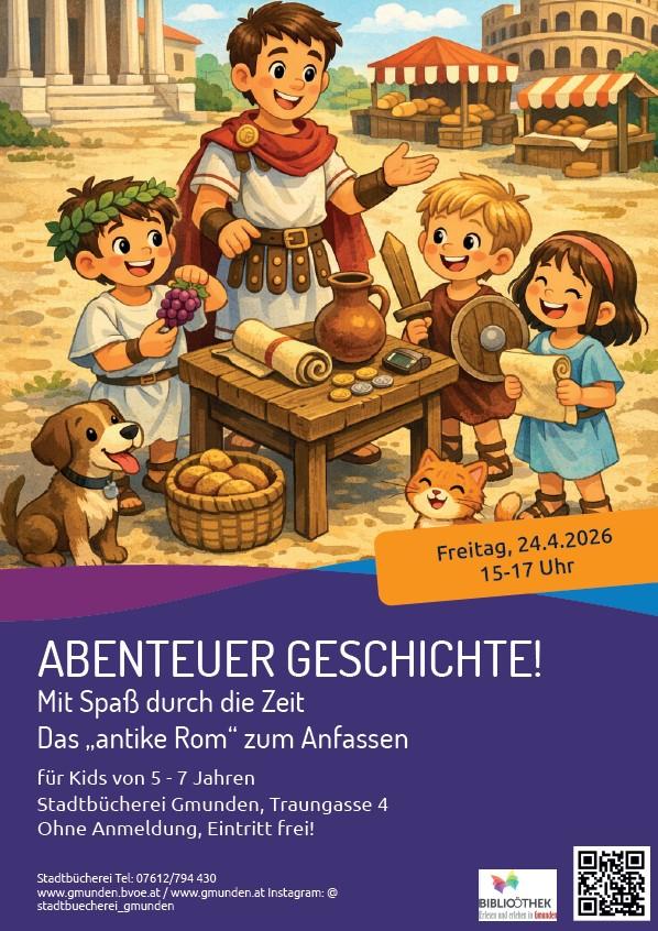 Plakat von einer Zeitreise ins antike Rom