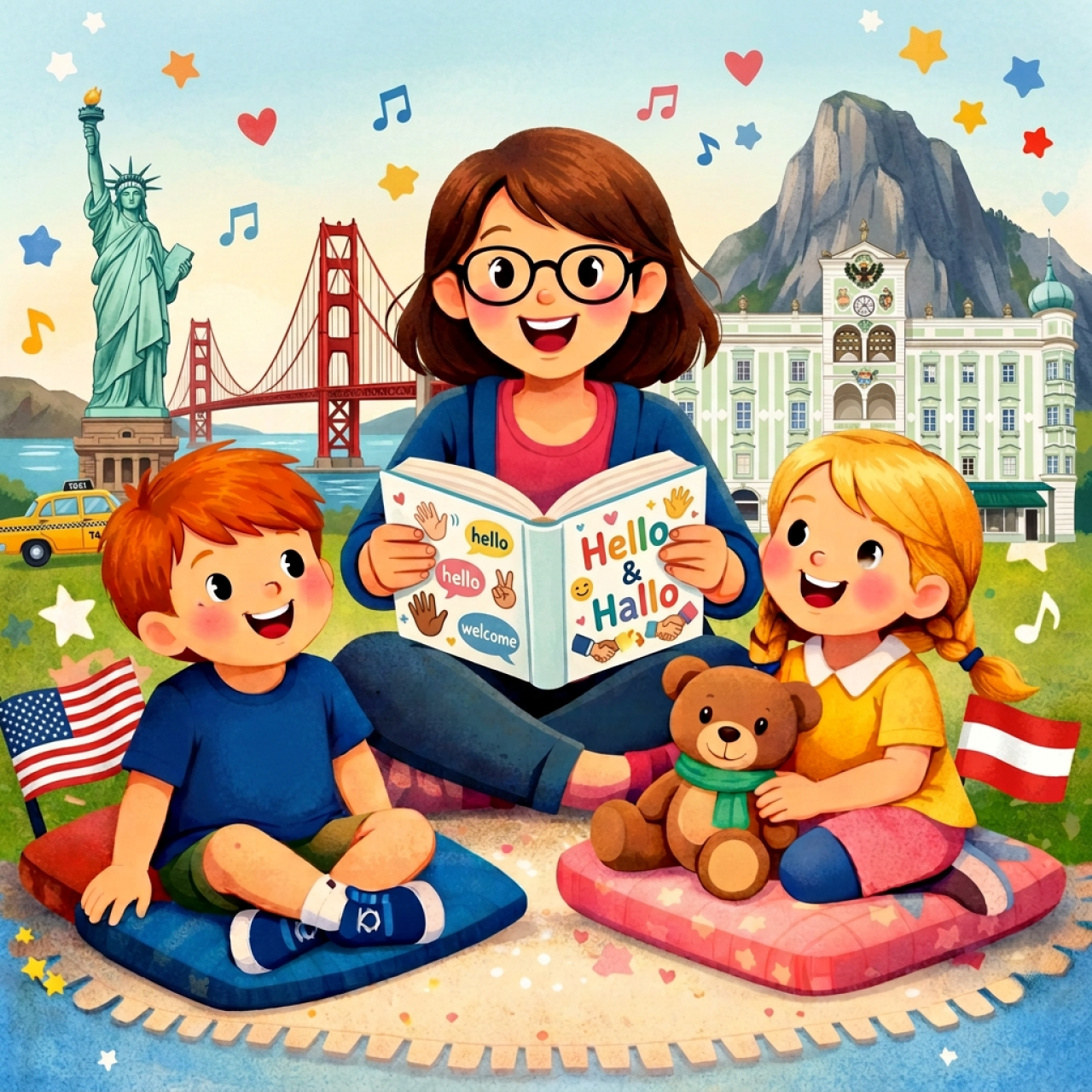 Grafik, Kinder hören beim Vorlesen zu